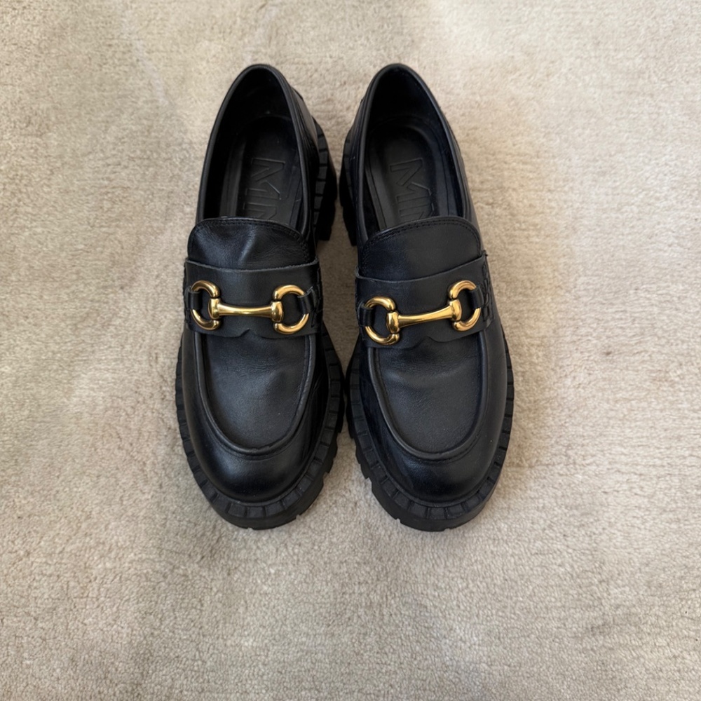 MANGO Chunky Black Loafers in Size 6